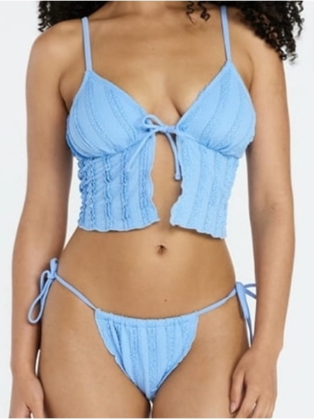 No Boundaries Blue Femme Lace Swim Set Tankini Top & String Bikini L (12-14) - Picture 10 of 12